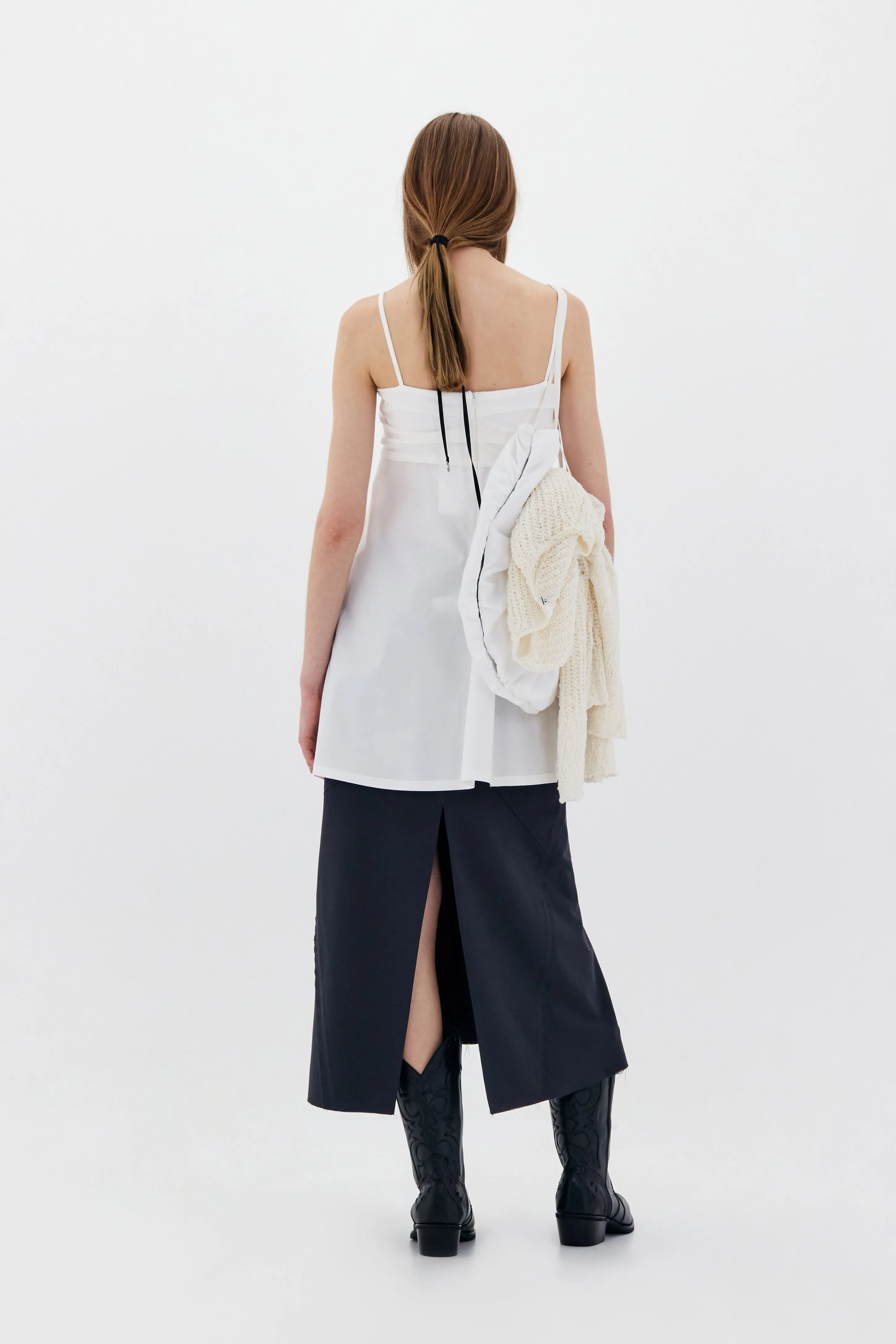 Low ClassicWhite Cotton Sleeveless Top