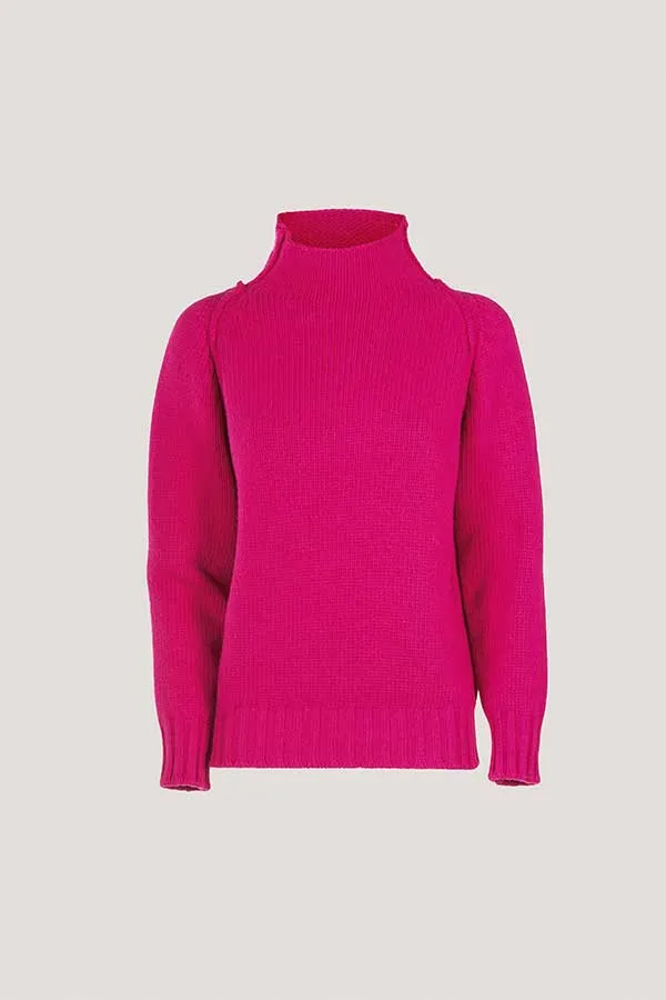 Luisa Spagnoli CALANDRA FUCSHIA HIGH NECK WOOL SWEATER