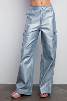 Lurex Wide Leg Cargo Pants