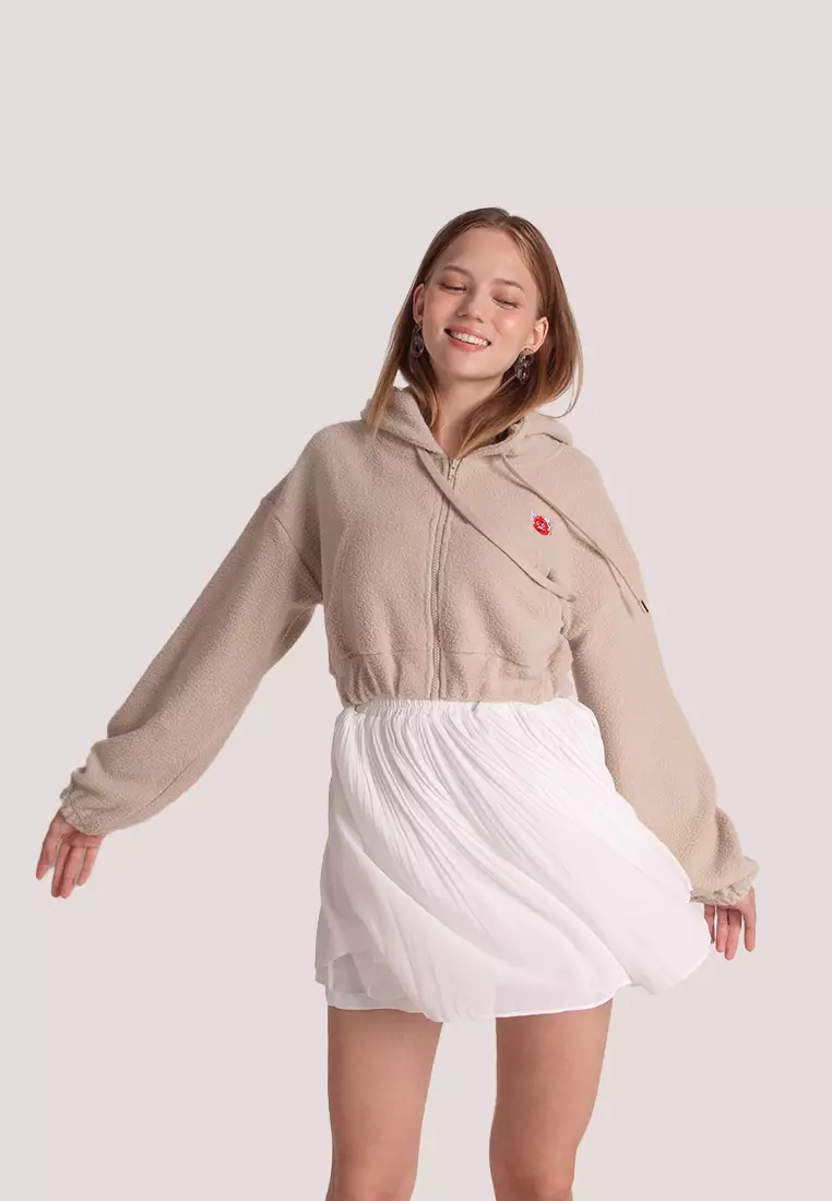 L'zzie LZZIE TURNING RED CROPPED FURRY JACKET - CREAM