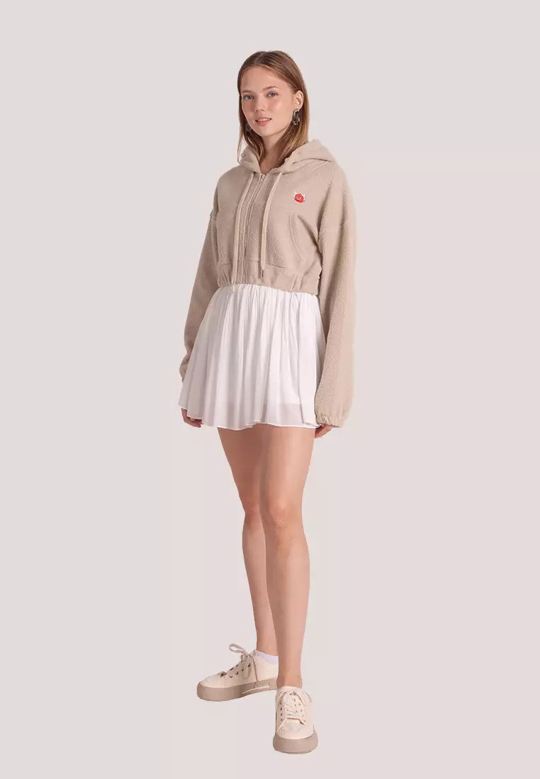 L'zzie LZZIE TURNING RED CROPPED FURRY JACKET - CREAM