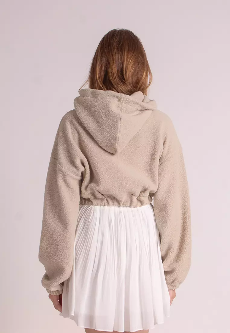 L'zzie LZZIE TURNING RED CROPPED FURRY JACKET - CREAM