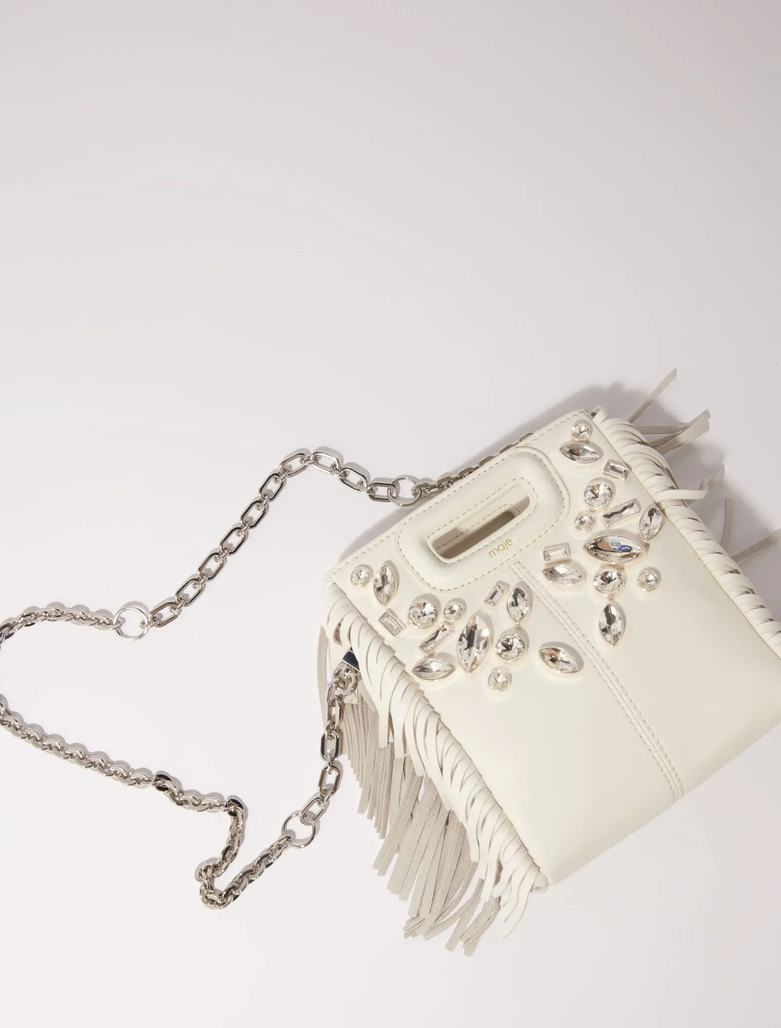 M mini leather bag with diamantés