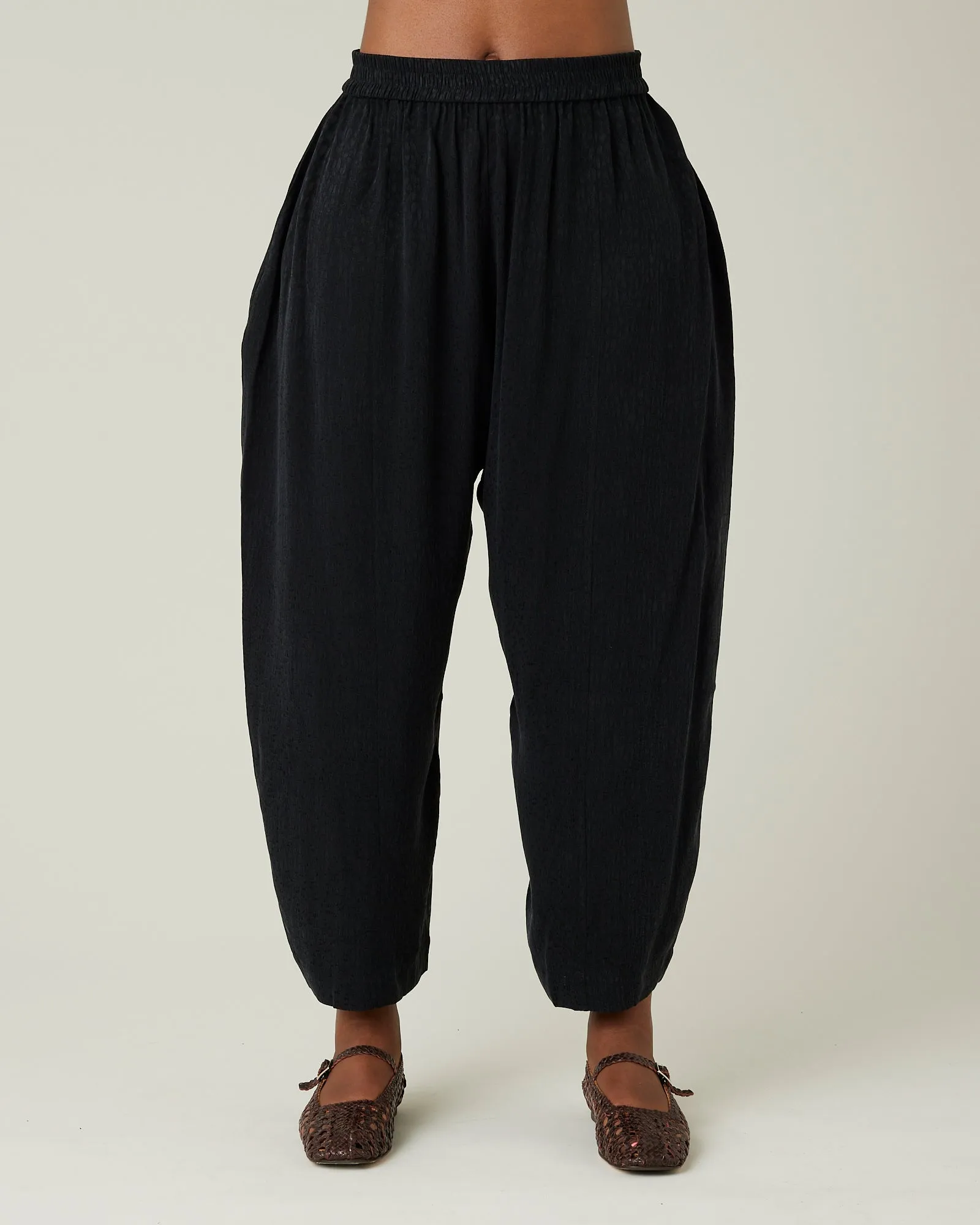 Mabel Black Self Leopard Cupro Trousers