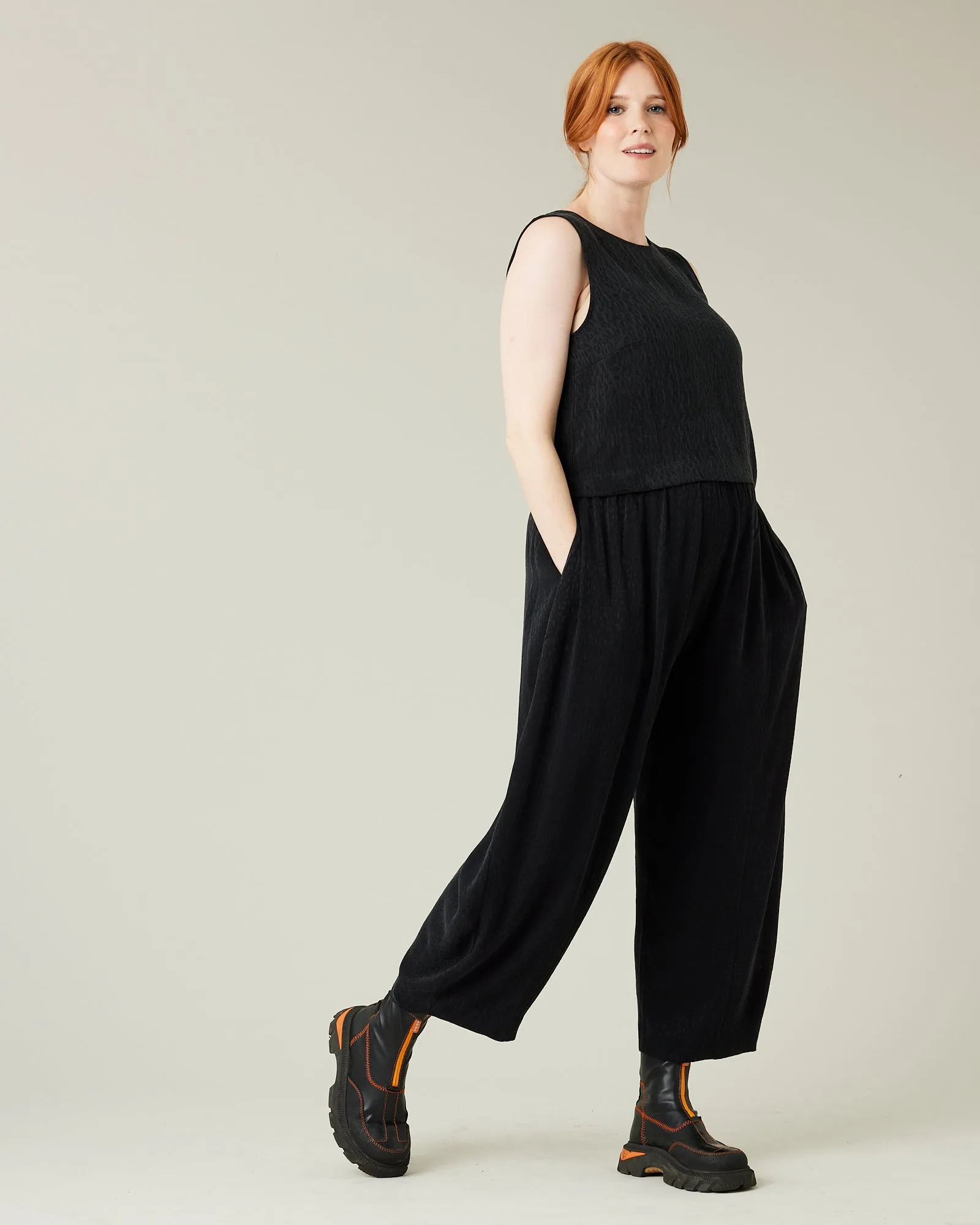 Mabel Black Self Leopard Cupro Trousers