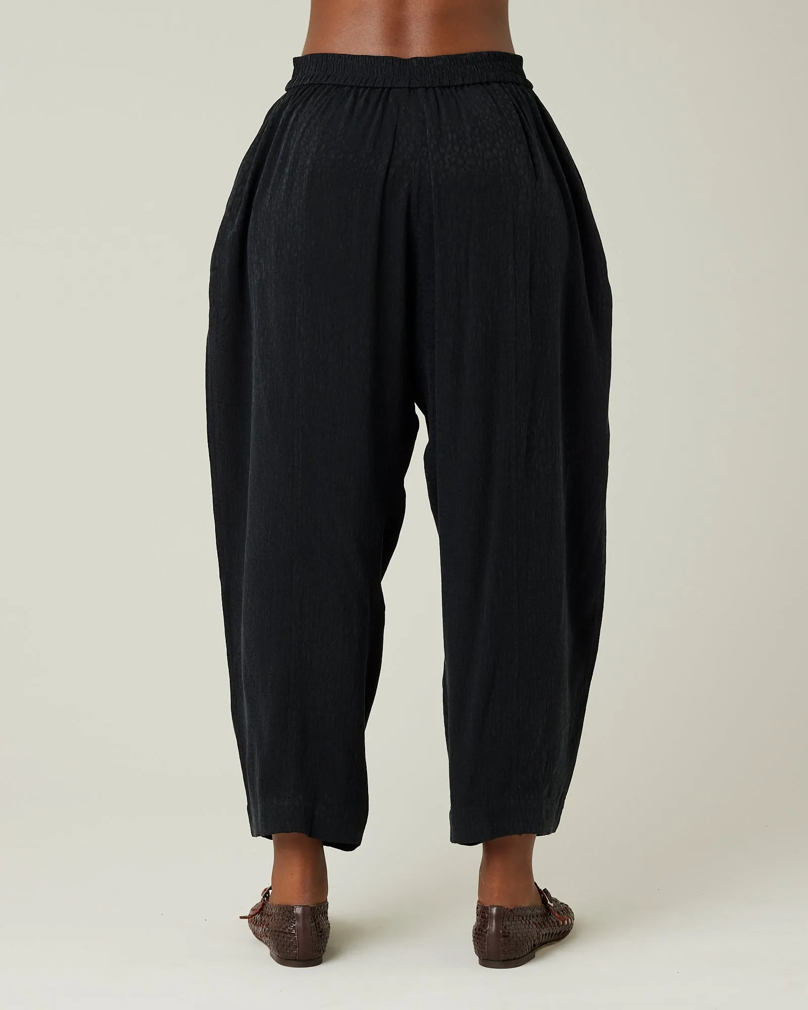 Mabel Black Self Leopard Cupro Trousers