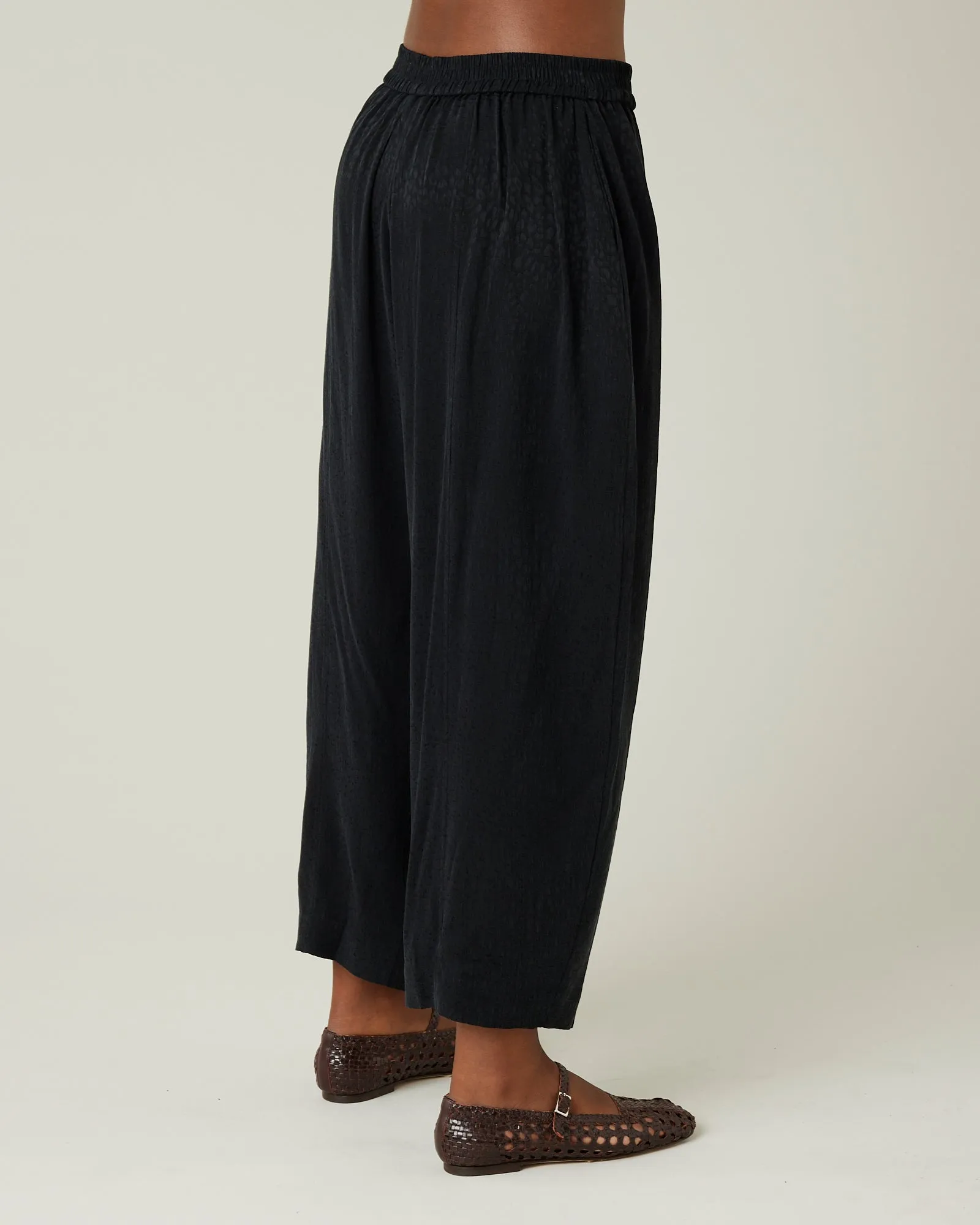 Mabel Black Self Leopard Cupro Trousers