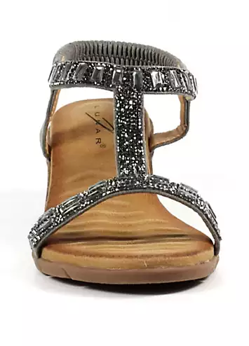 Macie Pewter Wedge Sandals by Lunar | Look Again