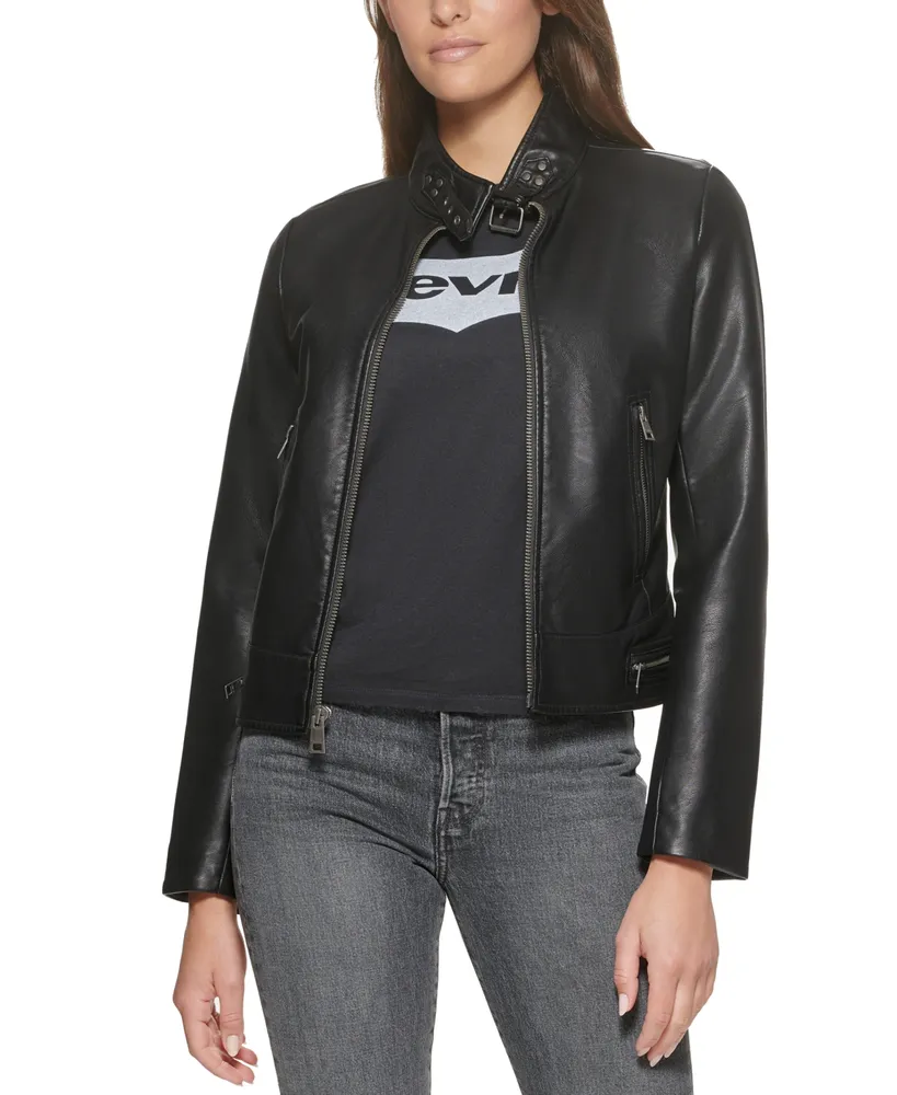 Macy's Levi's Women's Faux Leather Latch Collar Racer Jacket