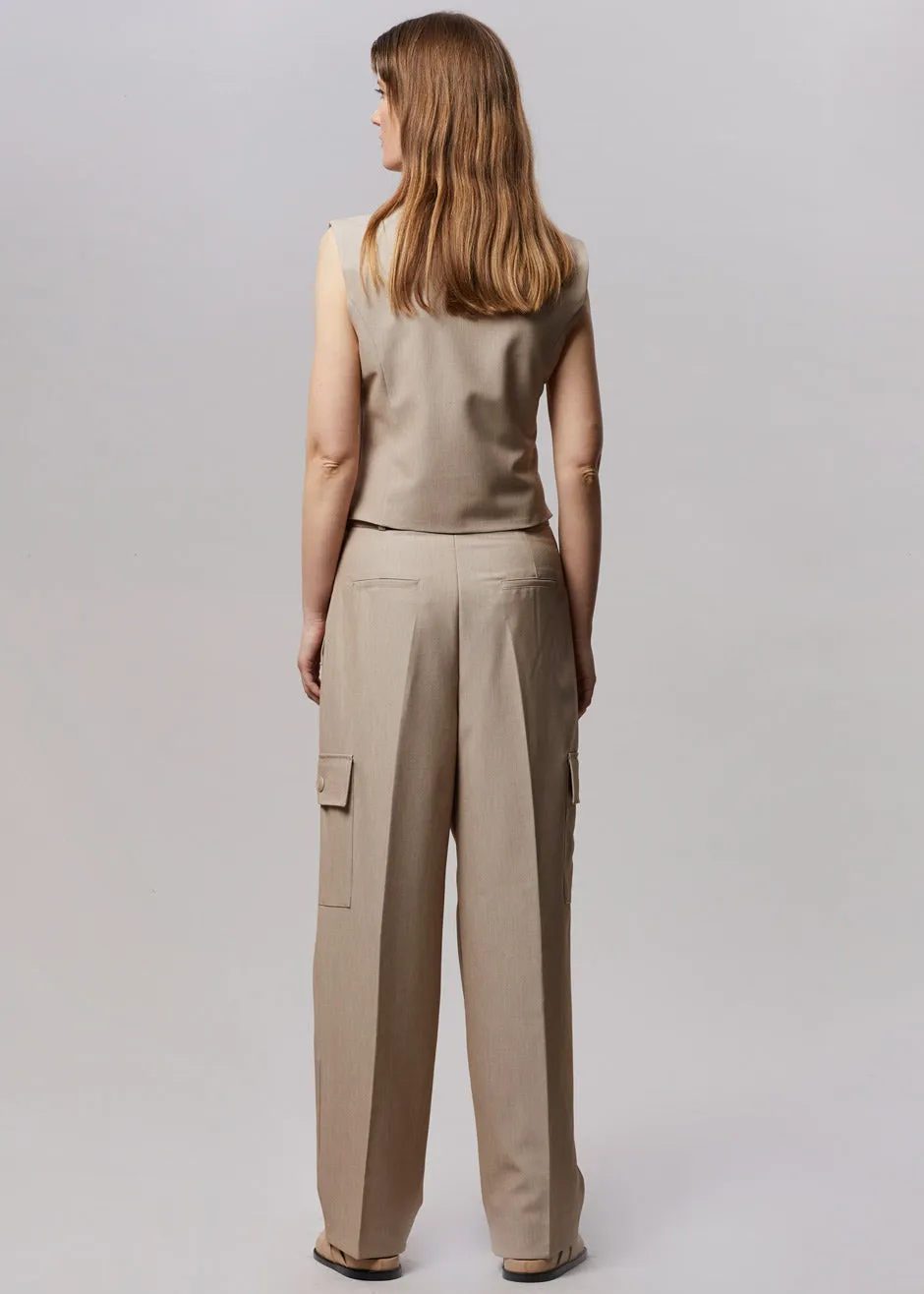 Maesa Cargo Pants - Taupe Melange
