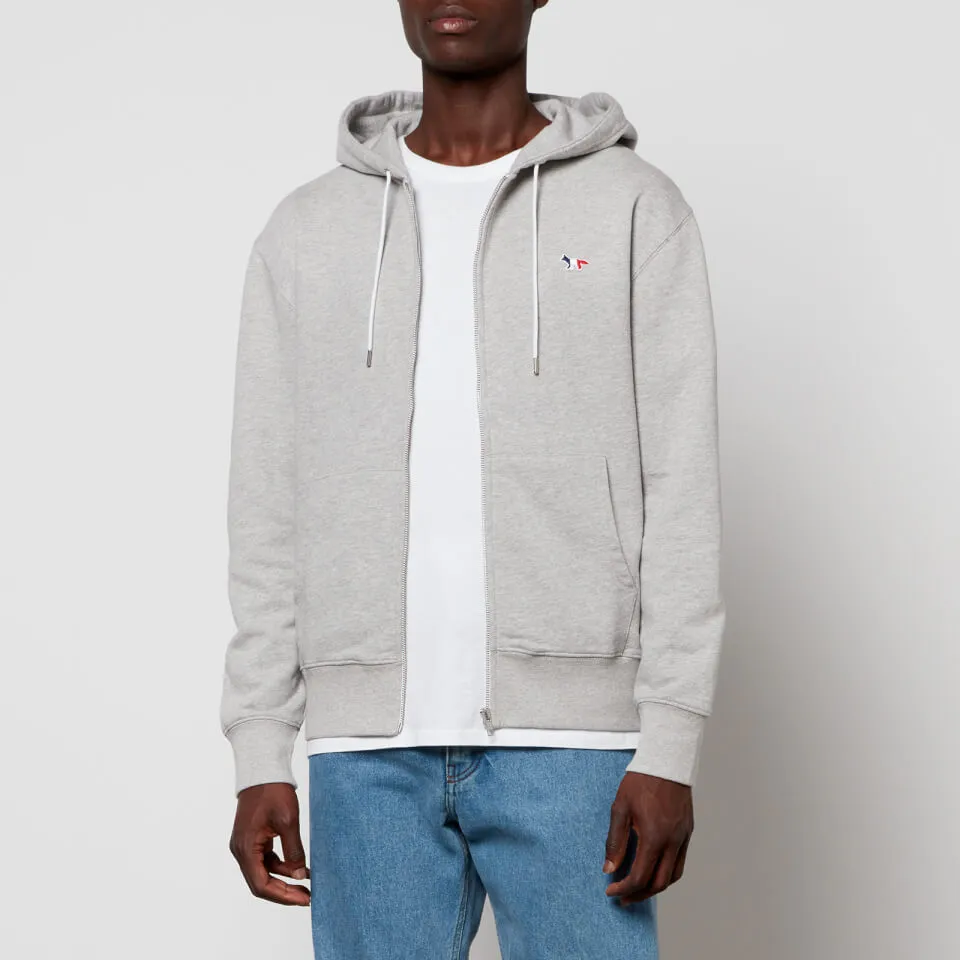 Maison Kitsuné Tricolor Fox Patch Zip Hoodie - Grey Melange - S | Coggles