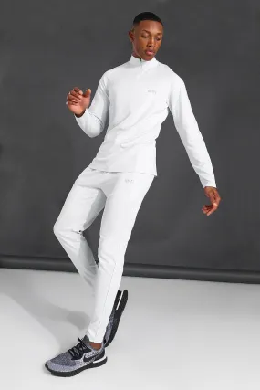 Man Active Piping Detail Funnel Neck Tracksuit | boohooMAN UK