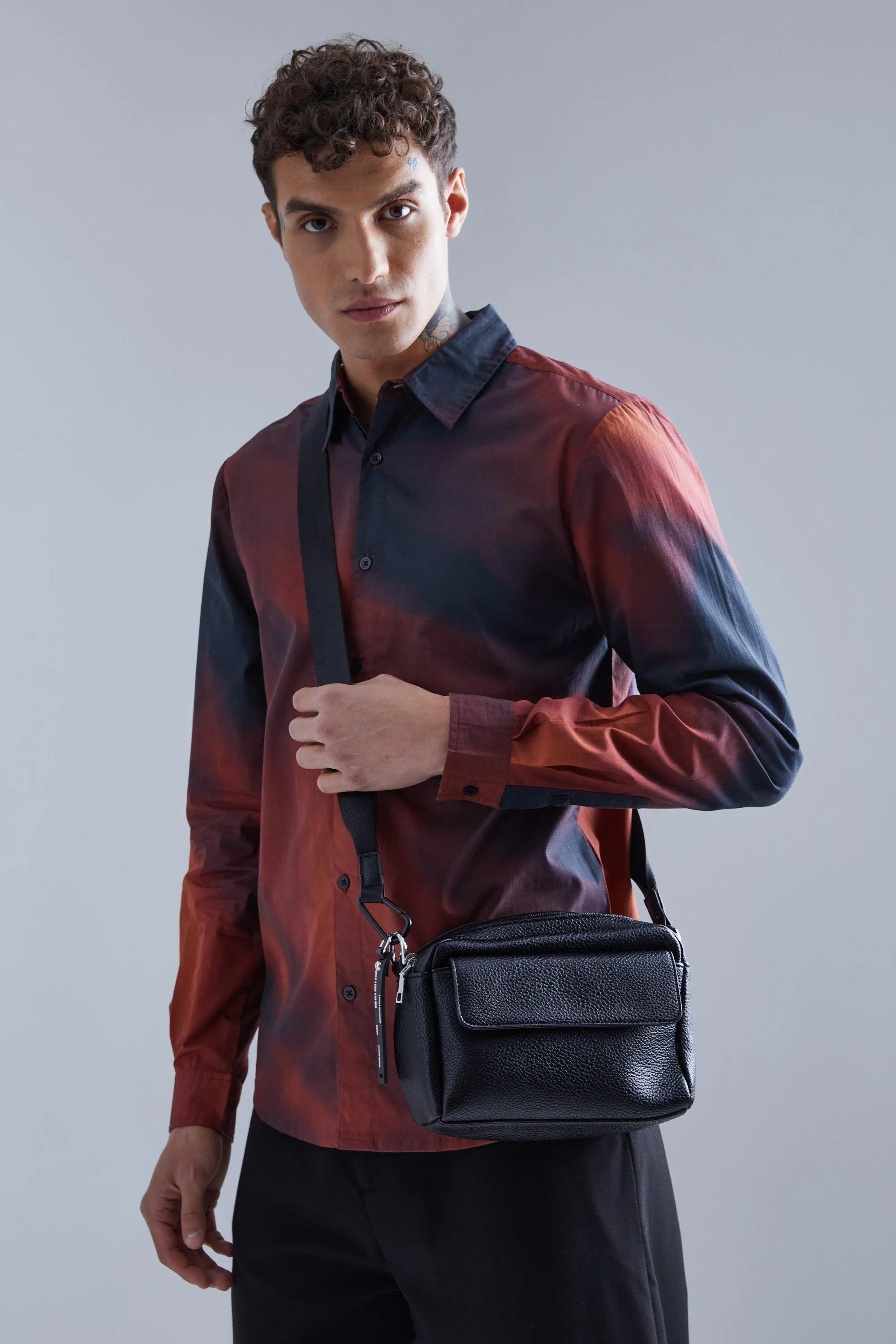 Man Faux Leather Cross Body Bag