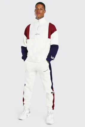 Man Official Color Block Half Zip Tracksuit
