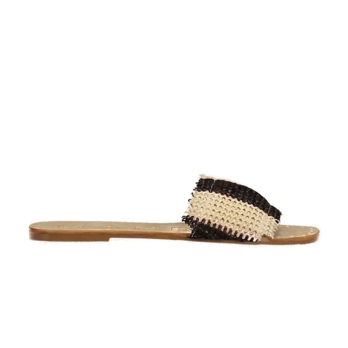 Manebi   Leather Sandals Yucatan Cream Black Striped Raffia