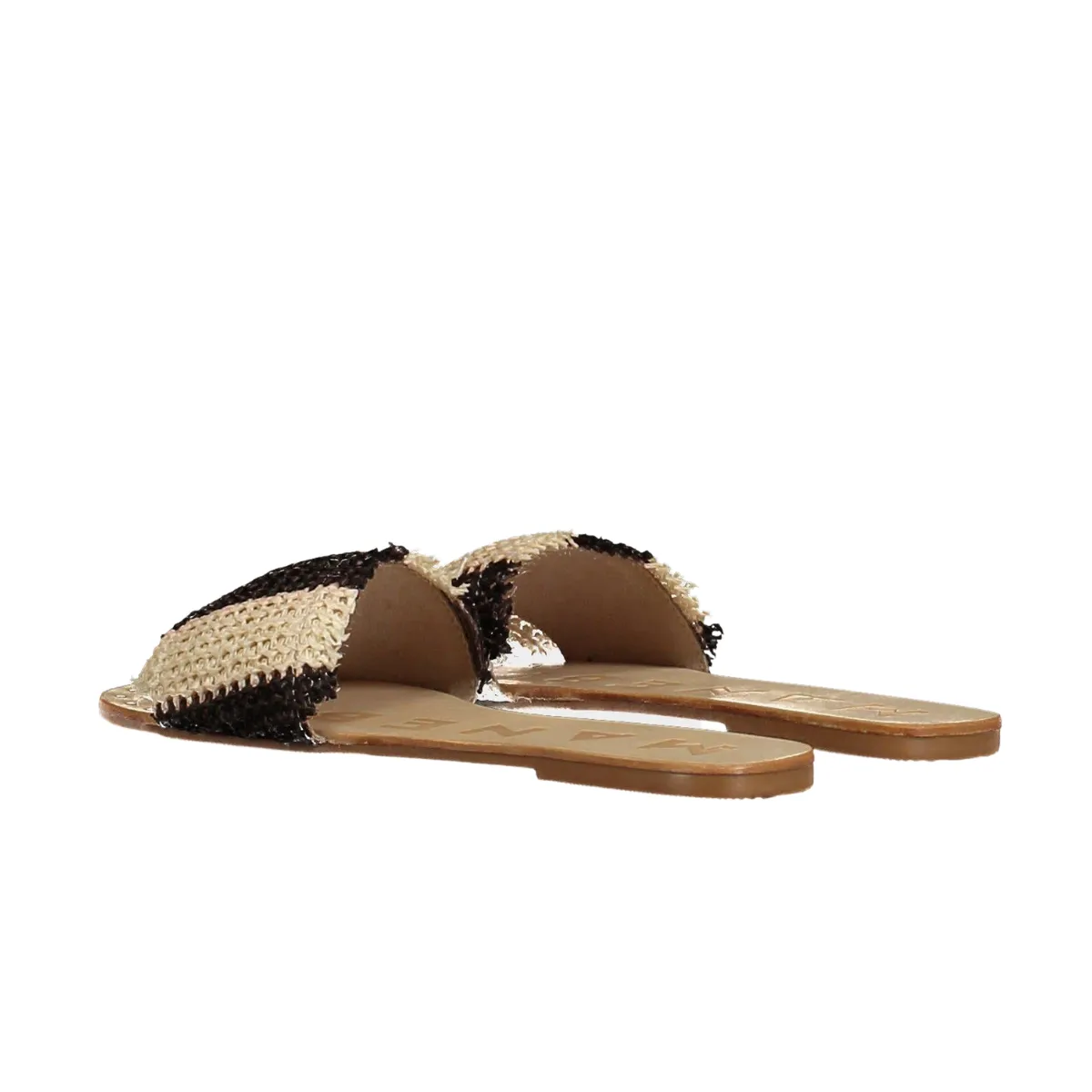 Manebi   Leather Sandals Yucatan Cream Black Striped Raffia