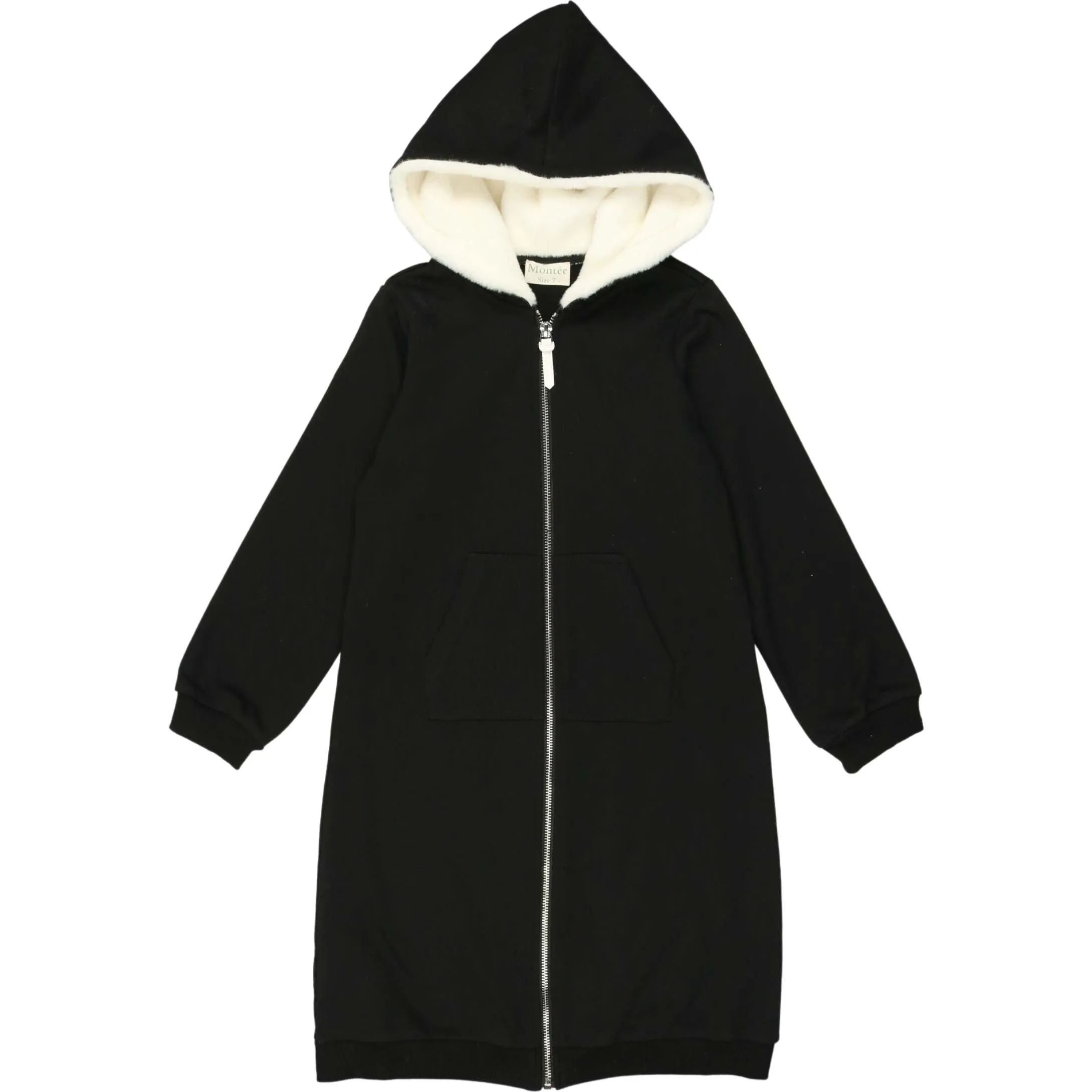 Maniere Zip Faux Fur Hoodie Dress, Black