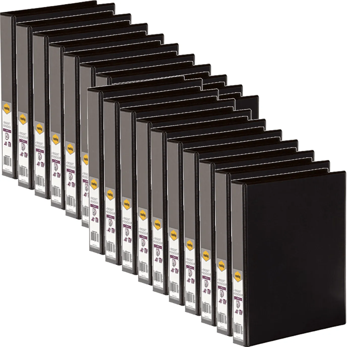 Marbig Clear View Insert Ring Binder Folder 2D 25mm A4 Black 20 Pack