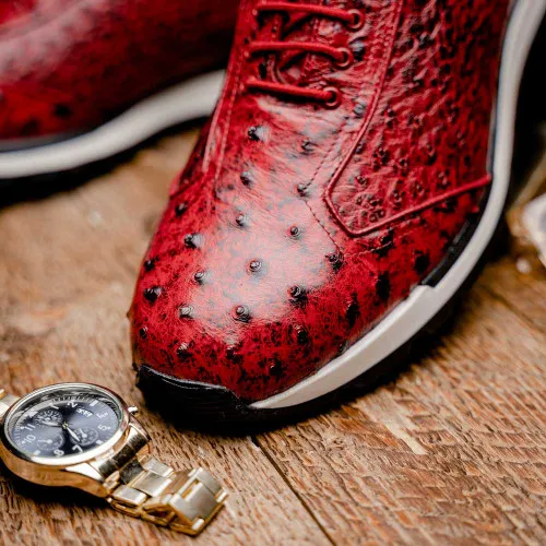 Marco Di Milano Scanno Antique Red Ostrich Fashion Sneakers