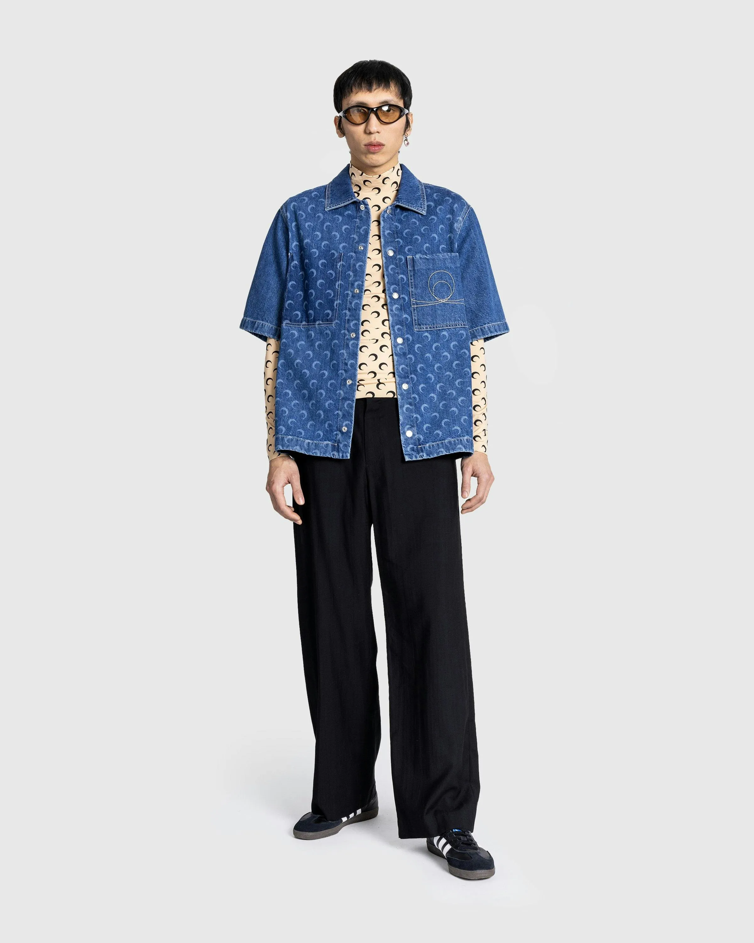 Marine Serre – Deadstock Denim Workwear Shirt Blue | Highsnobiety Shop