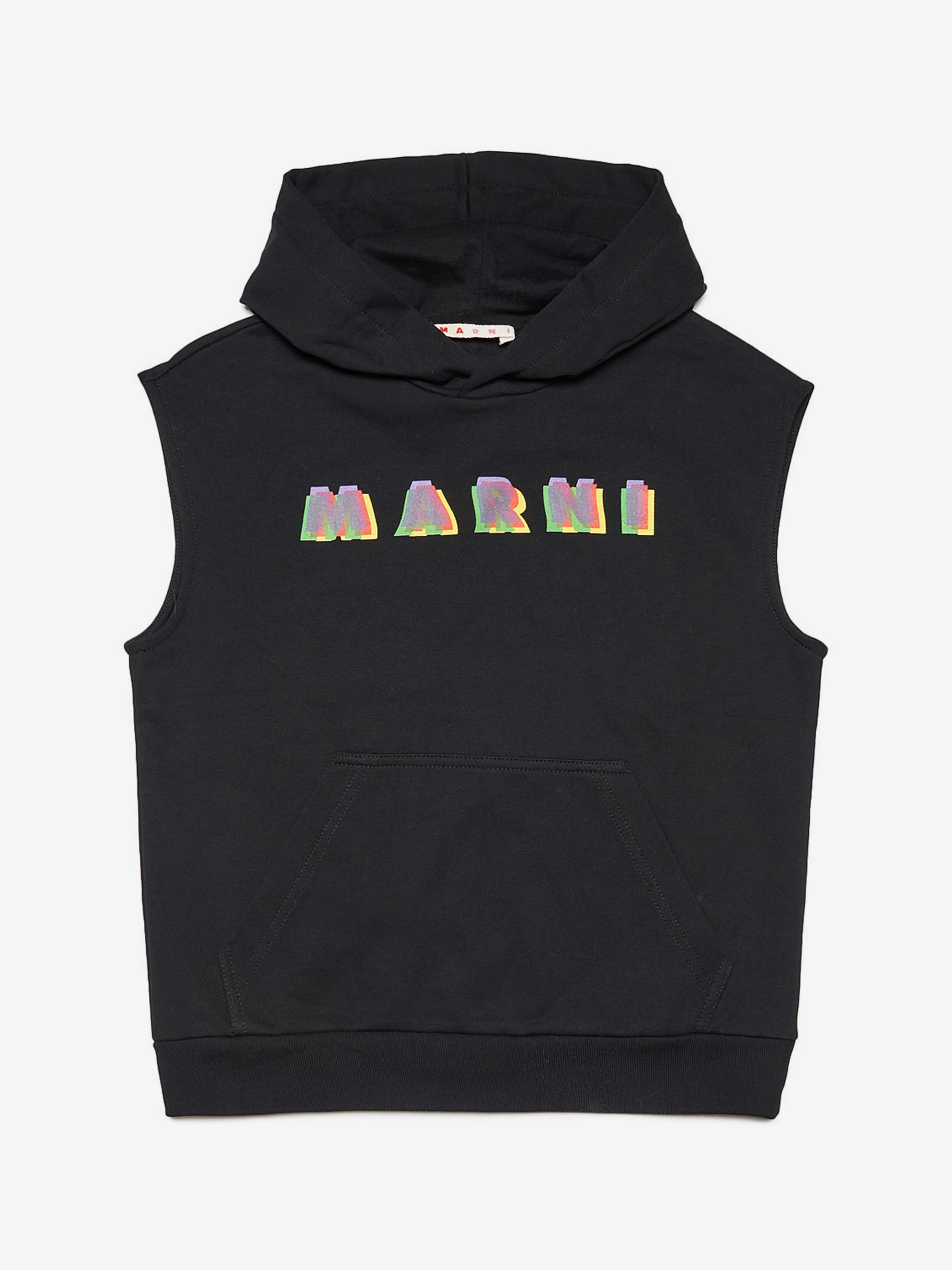 MARNI Kids Sleeveless Logo Hoodie in Black