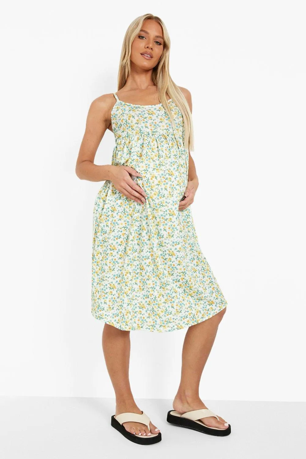 Maternity Floral Tie Back Sun Dress