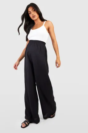 Maternity Linen Drawstring Wide Leg Pants