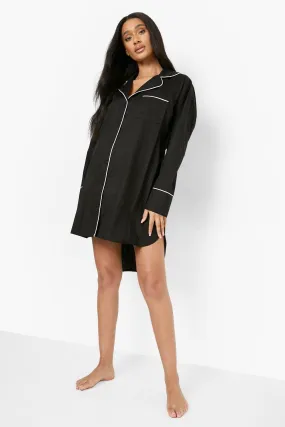 Maternity Premium Satin Stripe Night Shirt