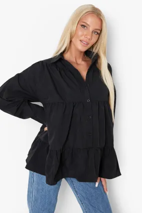 Maternity Tiered Long Sleeve Cotton Shirt