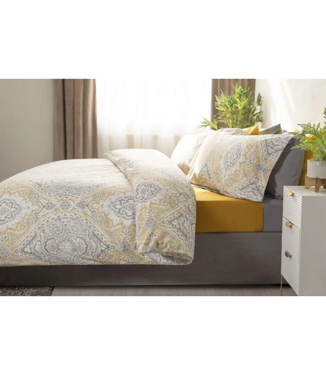 Maya paisley duvet cover set white/grey/oyster Belledorm