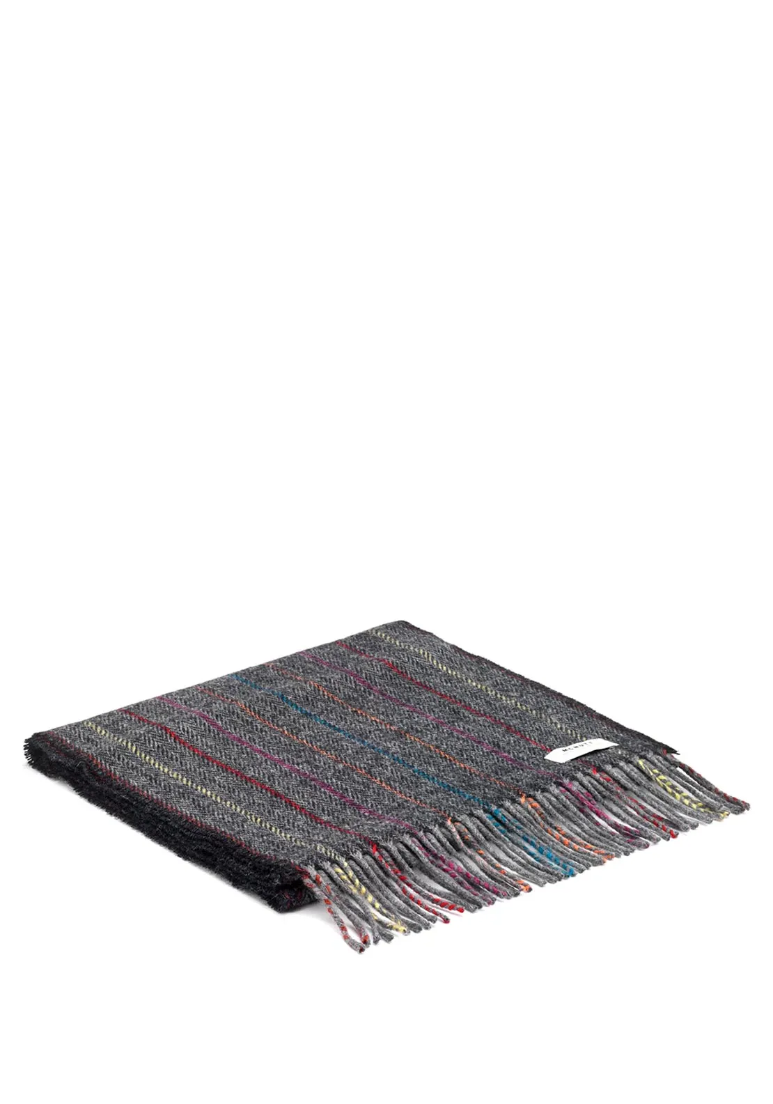 McNutt of Donegal Rainbow Lambswool Scarf, Charcoal