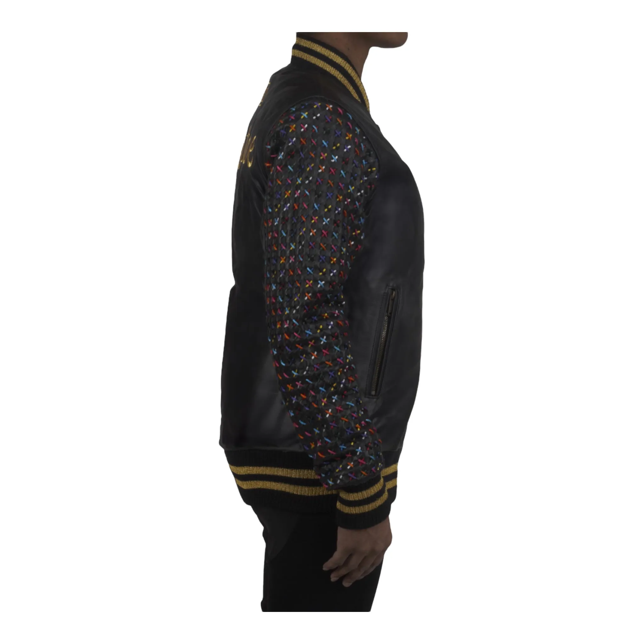 MDB Couture Women's Basket Weave Leather Jacket - Black