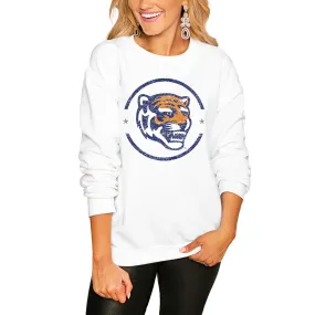 Memphis Tigers Women's White End Zone Pullover Sweatshirt