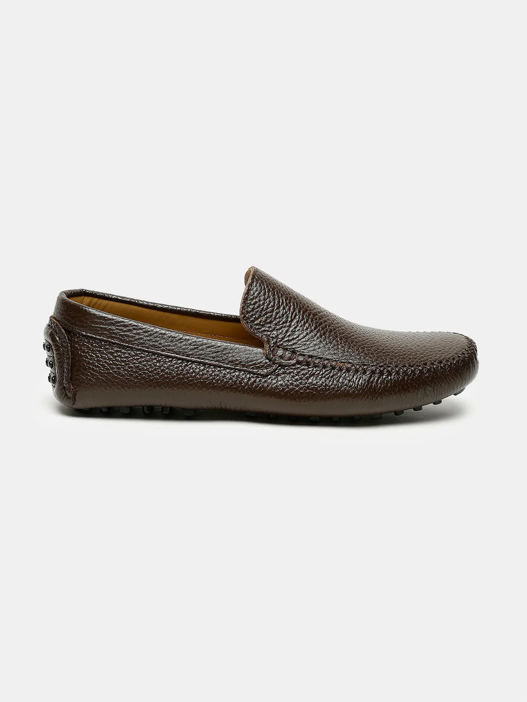 Men Brown Solid Genuine Leather Loafers