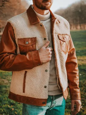 men leather suede jacket Brown - LeNuméro 1 Oil Light Brown | PAUL MARIUS