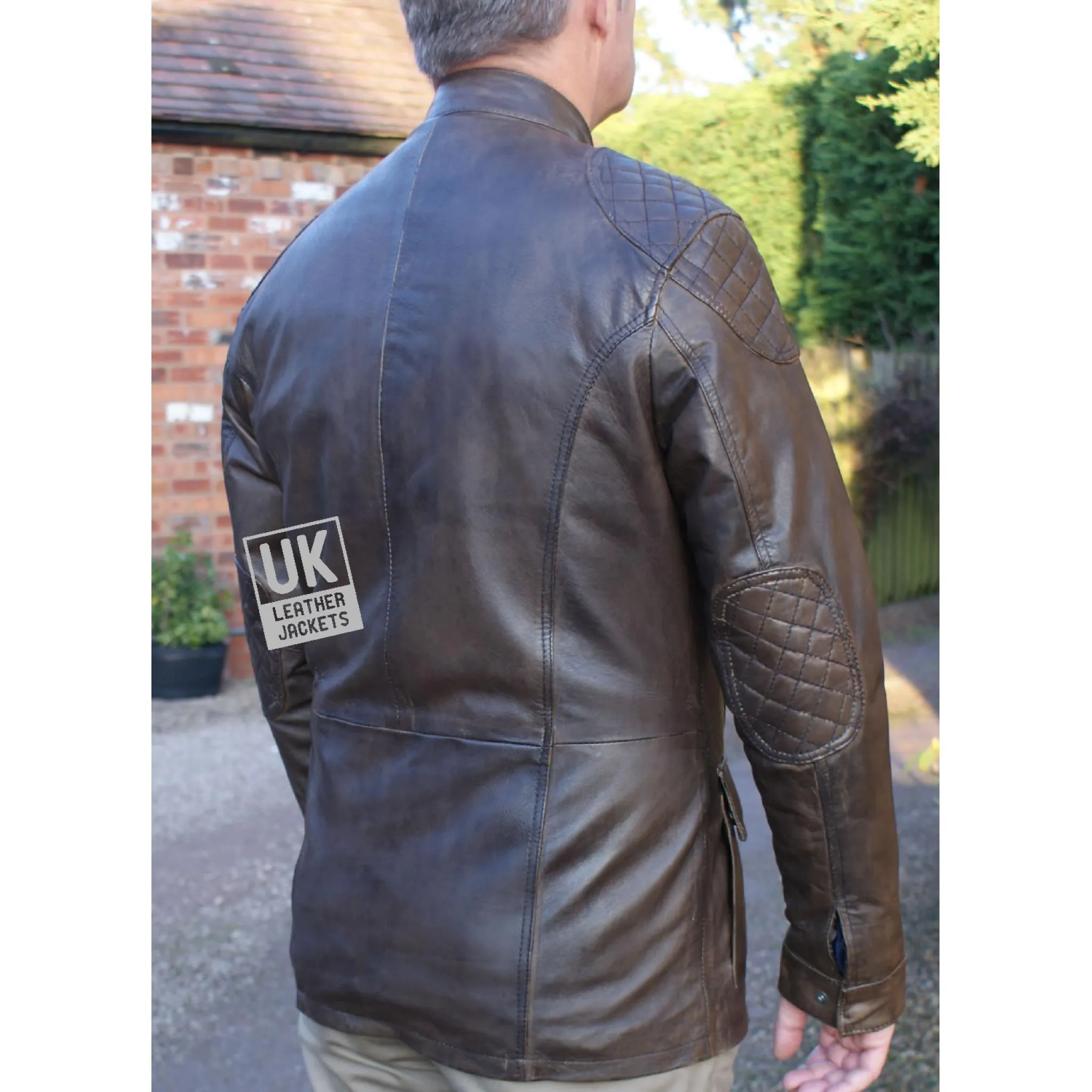 Men's Brown Leather Vintage Racing Jacket - Canterbury | UK LJ
