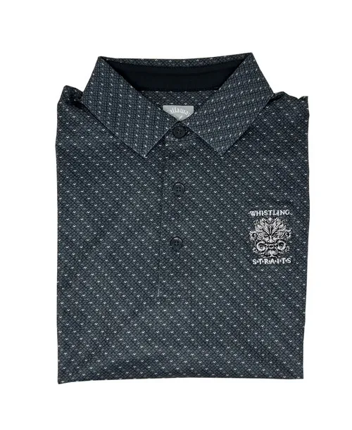 MEN'S CALLAWAY ALLOVER CHEVRON POLO. WHISTLING STRAITS® LOGO EXCLUSIVELY. 2 COLOR OPTIONS.