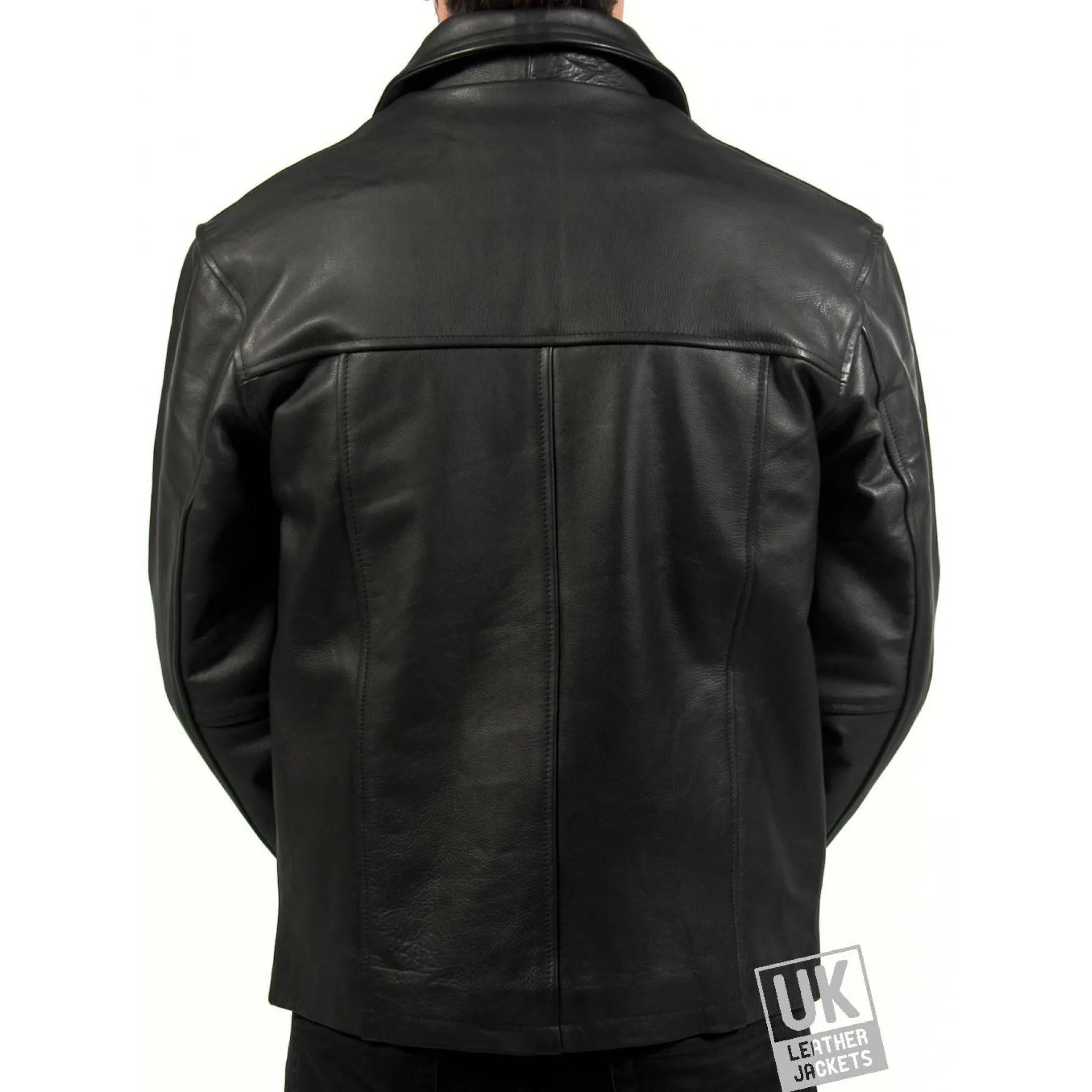 Mens Black Cow Hide Leather Jacket - Plus Size - Harrington | Free UK Delivery