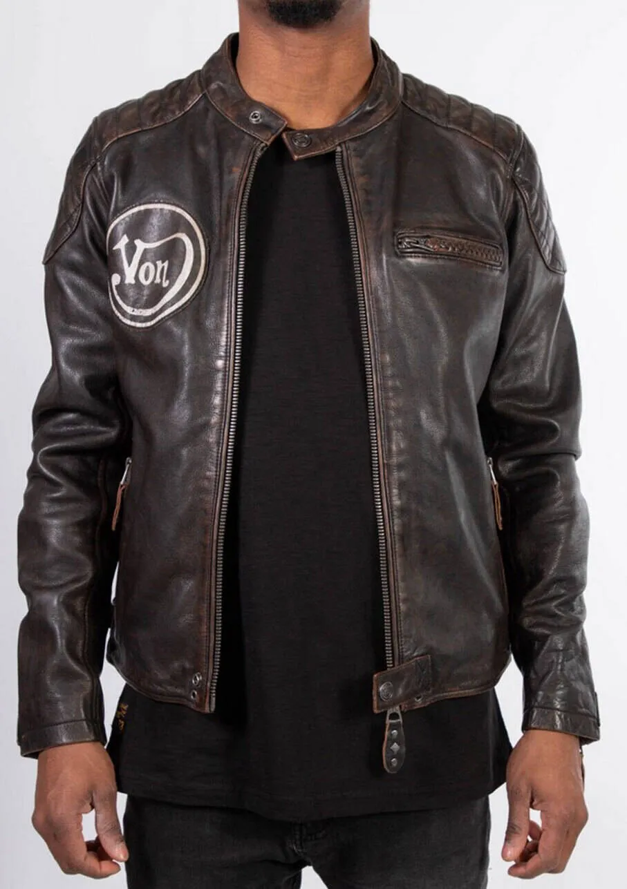 Men's black leather jacket in Daytona buster motorcycle style