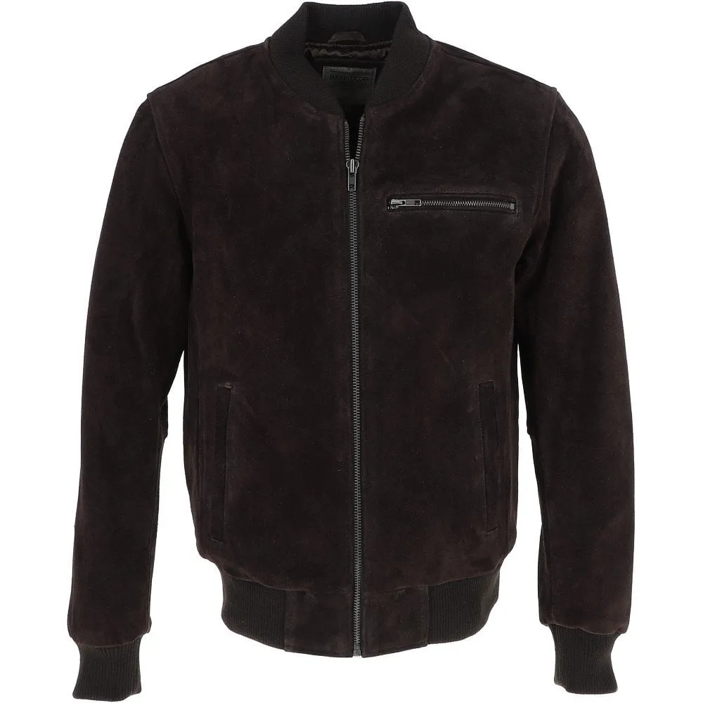 Men’s Black Suede Leather Bomber Jacket