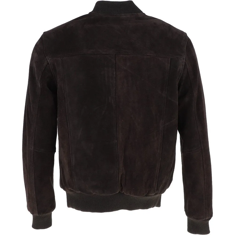 Men’s Black Suede Leather Bomber Jacket