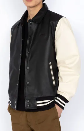 Men's black/white teddy-style leather jacket lc coachvars