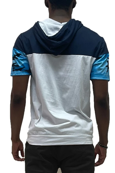 Men's Camo and Solid Design Block Hooded 100% Cotton T-shirt -