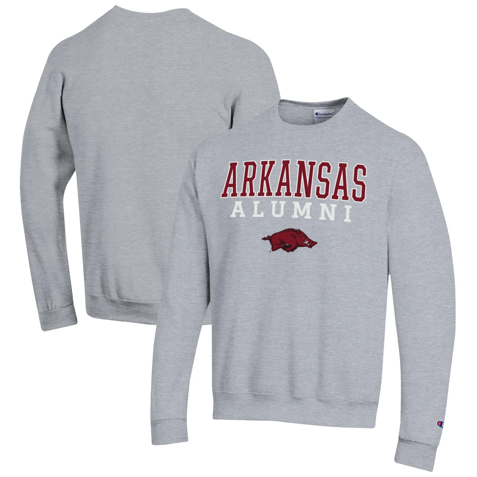 Men's Champion  Gray Arkansas Razorbacks Alumni Logo Pullover Sweatshirt