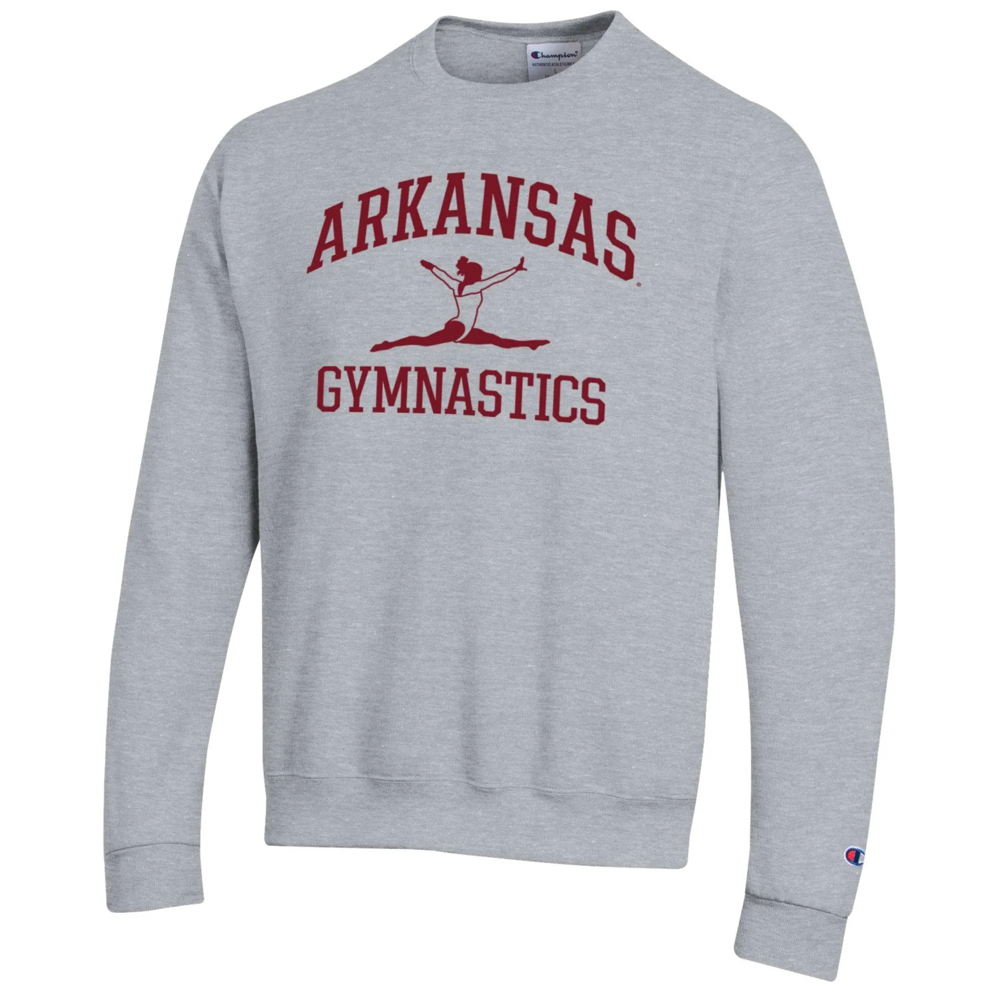 Men's Champion  Gray Arkansas Razorbacks Gymnastics Icon Powerblend Pullover Sweatshirt