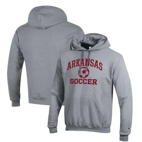 Men's Champion Gray Arkansas Razorbacks Soccer Icon Powerblend Pullover Hoodie