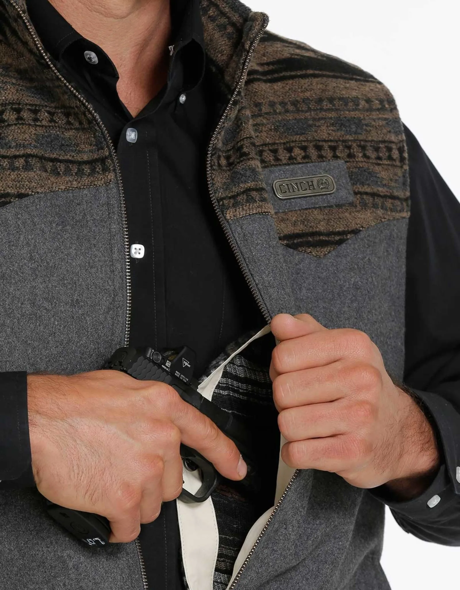 Mens Cinch Concealed Carry Wooly Fleece Vest