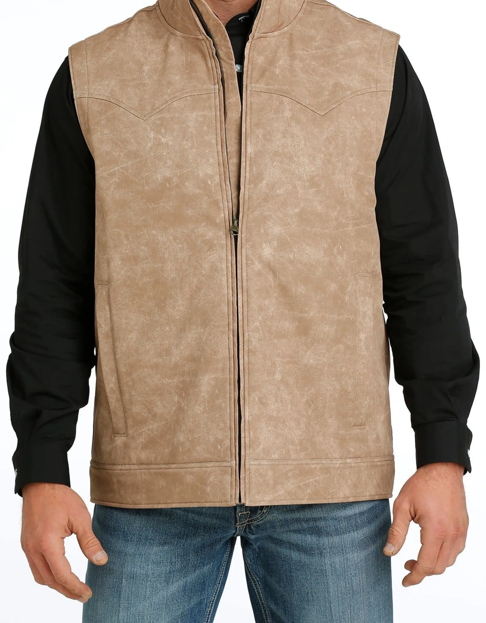 Mens Cinch Khaki Fleece Lined Bonded Concealed Carry Vest