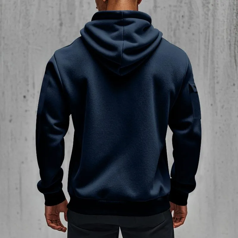 Men's Colorblock Zipper Plush Long Sleeve Hoodie 97540957Z