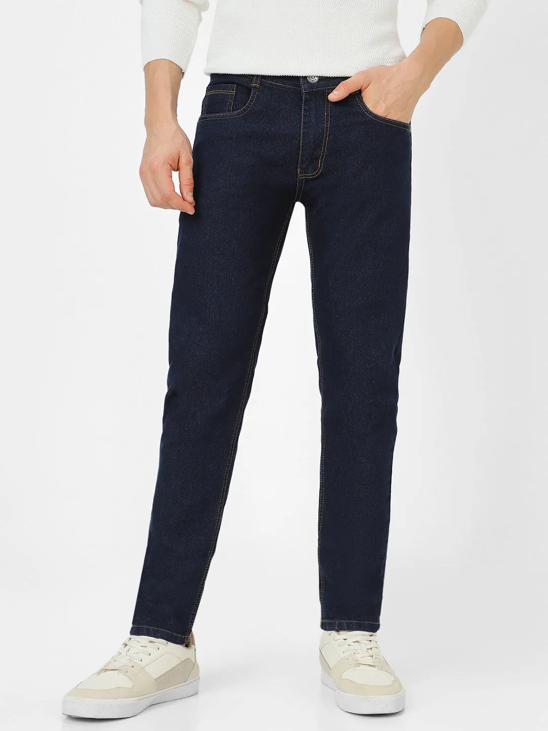 Men's Dark Blue Slim Fit Denim Jeans Stretchable
